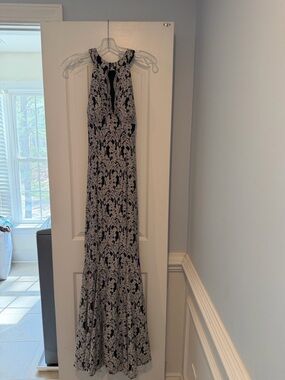 Night Way Collections Black & White Lace-Pattern Maxi Dress